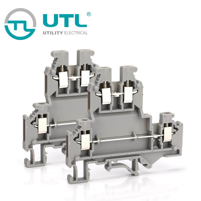 尤提乐JUT1-4/2Q双层接线端子导轨式安装螺丝接线4平方两层端子排