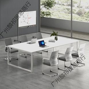 议桌长桌作简约现代白色小型员HSL工训接待办培公桌会椅组合工室