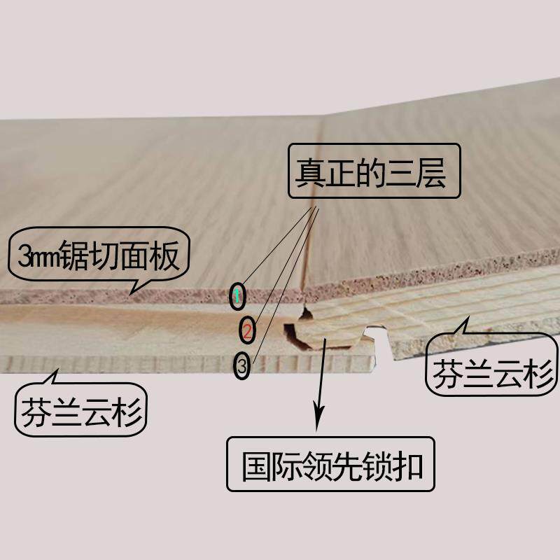 北红橡木纯三美层实木复合地板原木人地字拼家色用暖锁扣OFC大板