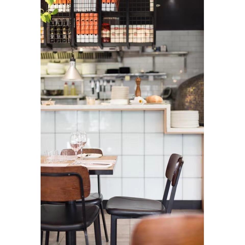 北欧现艺代简OTK约家用餐餐椅铁架软包夹板椅厅咖啡店背靠休闲书