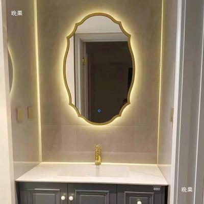 法式挂复古化妆带灯黑色梳妆台壁中古风卫生间浴室镜镜565子挂墙