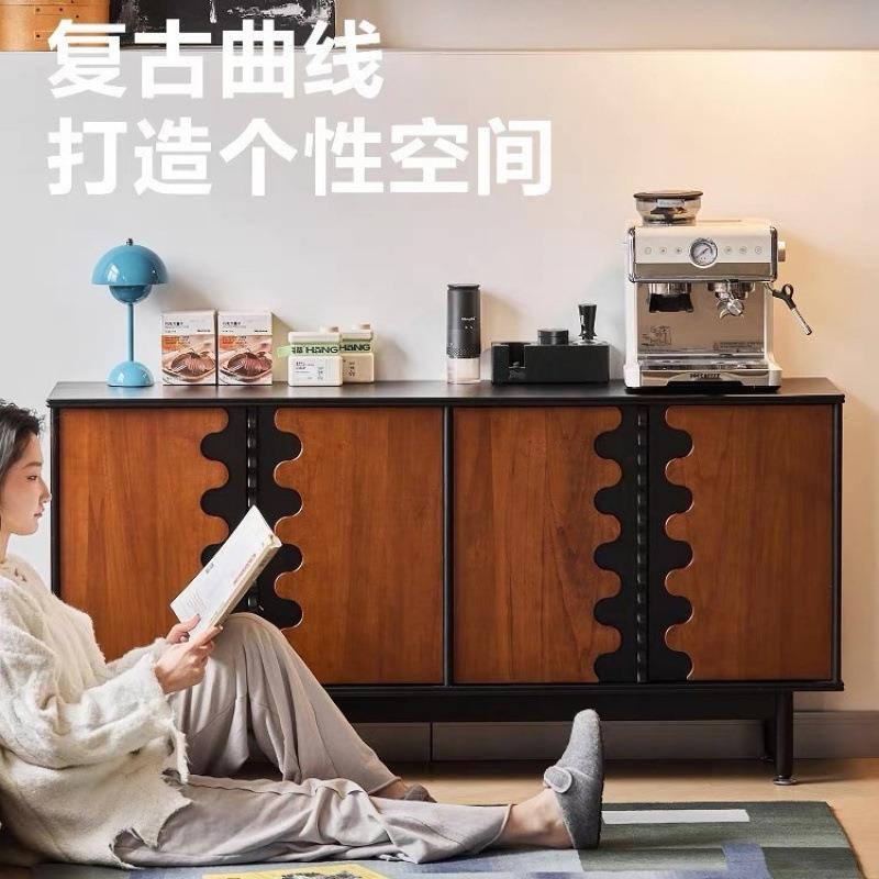 收中古风实木-斗柜法复古餐边收纳柜客柜厅置物展示柜纳墙式边柜