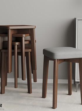 实客木凳子软包餐椅家用板现代简约餐桌LN/ScNK2椅子凳小厅可叠放
