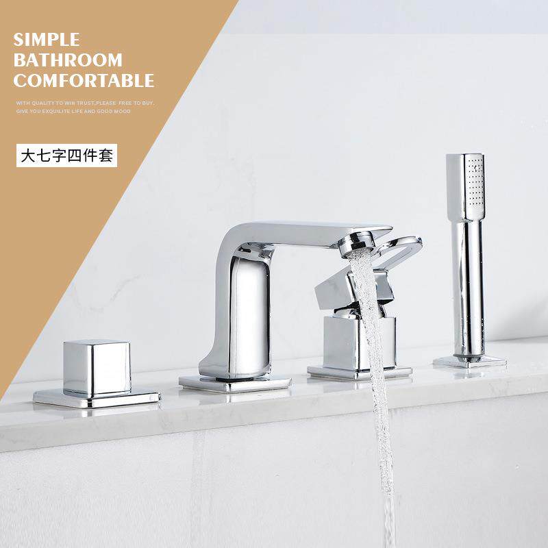 分体入墙浴式抽洗拉脸盆水龙头TPU冷四件套三孔面盆洗手盆台池室