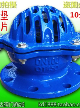 H42X-10球墨铸铁底阀蓝色法兰水泵底阀抽吸水阀3寸4寸6寸DN80 100