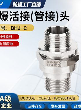 304不锈钢防爆防腐蚀密封件双外丝管接头直通对接头连接器BGJC型