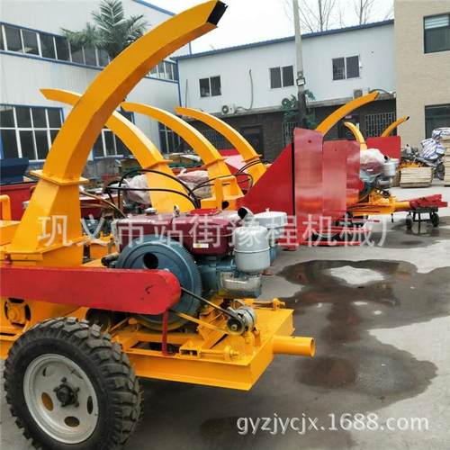 移动式柴油树枝粉碎机 600型锯末粉碎机 公园果园全自动碎枝机