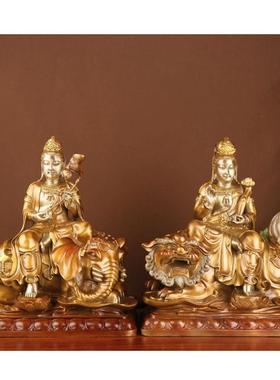 杨铜记 铜文殊普贤 彩绘文殊菩萨 彩绘普贤菩萨 贴金 文殊普贤