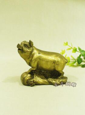 铜猪摆件中小号黄铜生肖猪 家居金属装饰品属猪吉祥物金属工艺品