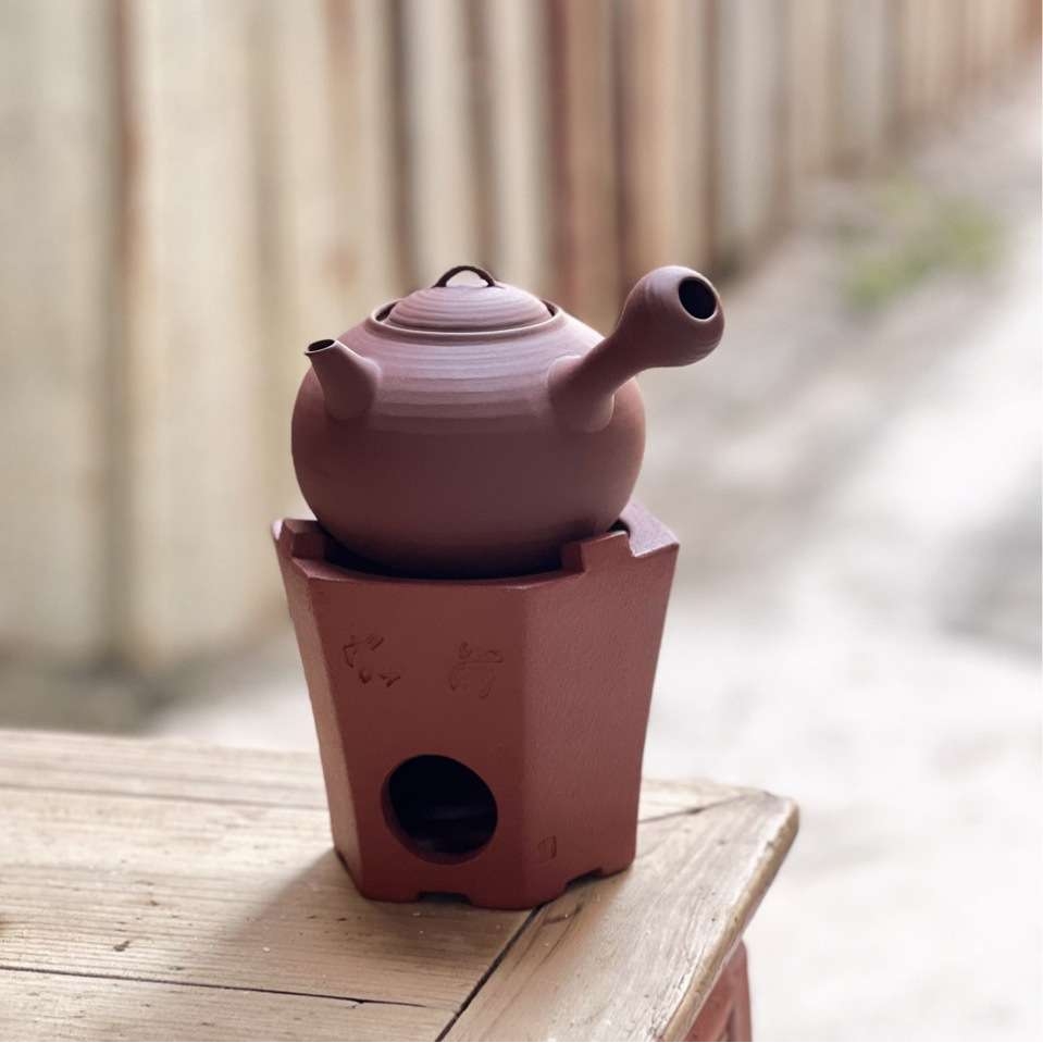 潮州工夫茶古风留客炉红泥小火炉紫泥砂铫壶跳盖炭炉酒精炉两用款