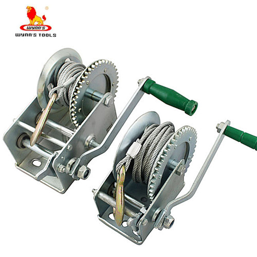 威力狮工具手摇绞车手摇绞盘手动绞盘手摇卷扬机带钢丝绳挂钩