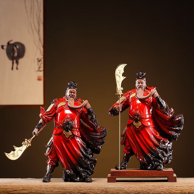 关公陶瓷摆件武财神家用客厅招财神像关圣帝君镇宅保平安家居装饰
