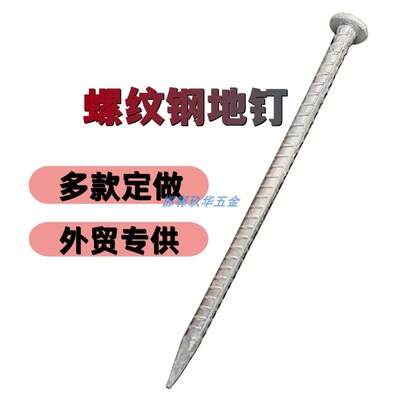 12防锈镀锌螺纹钢地钉地锁挡车器减速带钉园艺旗灯杆底座带帽长钉