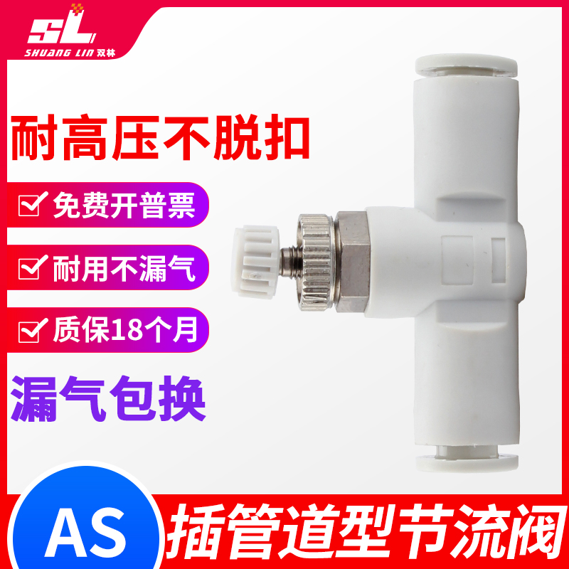 气管直通节流阀调节阀接头AS1001F/2001F/2051F/3001F-4 6 8 1012
