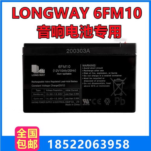LONGWAY 龙威电瓶6FM10 (12V10Ah/20Hr) 音响儿童电动汽车蓄电池
