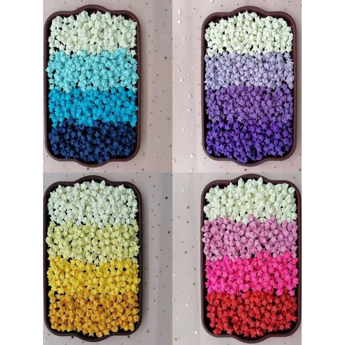 渐变彩色星星折纸成品折叠红蓝紫许愿星纯手工生日创意礼物