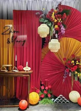 新型婚礼道具锻铁布支架Kt板支架户外森林婚礼挂布专用架可定制