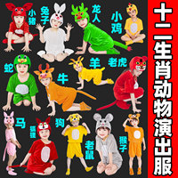 儿童动物演出服兔子老鼠老虎牛羊表演服小鸡小猪十二生肖表演服装