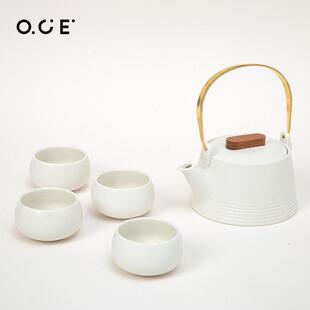 OCE粗陶茶具茶壶茶杯茶台家用小茶盘套餐简约系列六件套
