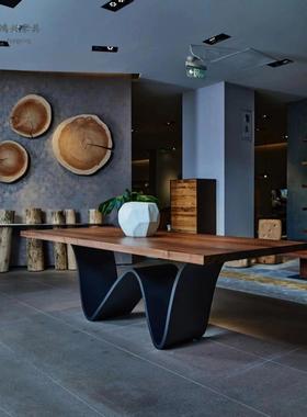 北美黑胡桃Riv1920餐桌斯堪的纳维亚所有实木餐厅桌原木桌简单的