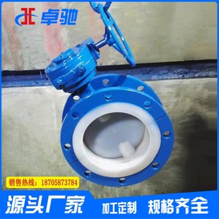 16C全衬氟涡轮蝶阀耐腐蚀耐酸碱 衬四氟法兰蝶阀D341F46 衬氟蝶阀