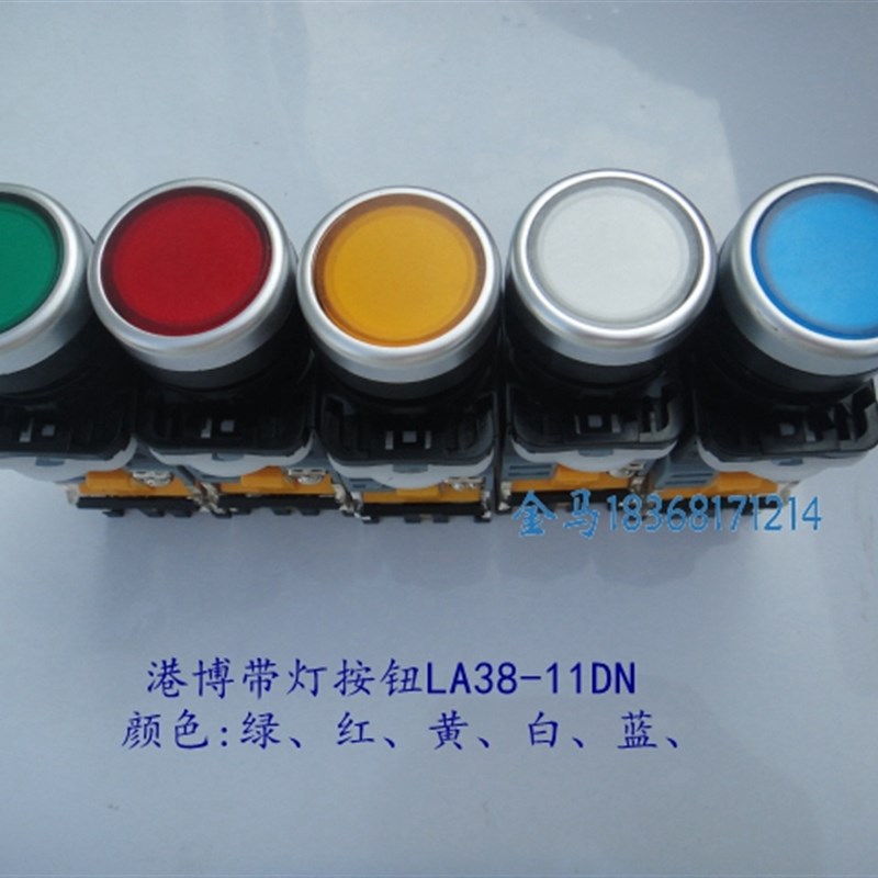 GOCHENG LA239(A)(LA38、39) LA38-11D带灯按钮开关 上海港博220V