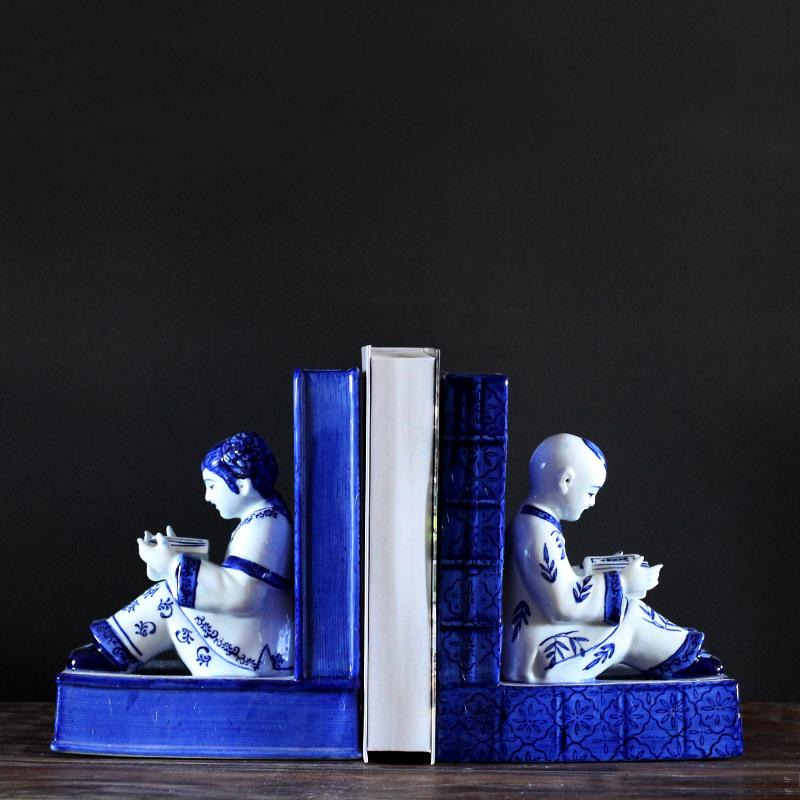 书立创意ins风陶瓷人物书挡新中式书立办公室桌面样板房书架装饰