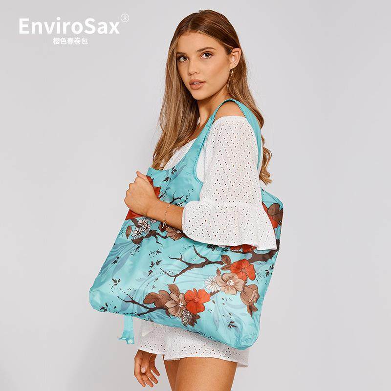 EnviroSax樱色春卷包 复古雕花系列购物袋可折叠防泼水轻便单肩包