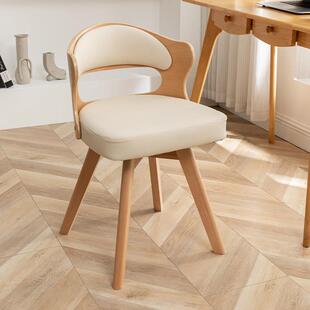 实木家用旋转电脑椅简约小型小巧办公椅靠背座椅子学生书桌椅餐椅