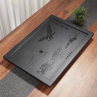 60*37*3乌金石茶盘定制嵌入式茶桌中间空位面板火烧石漏水石盖板