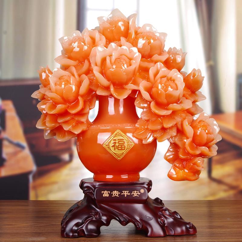 牡丹花瓶摆件家居客厅高端大气上档次电视柜装饰品乔迁新居礼物