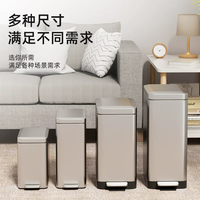 厨房卫生间专用不锈钢垃圾桶带盖图片