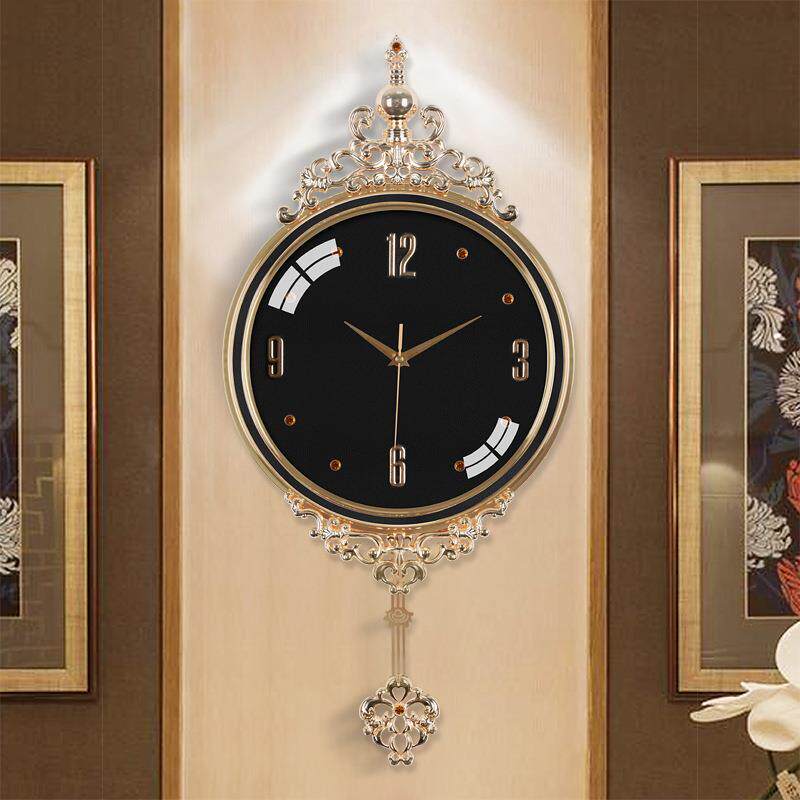 大号欧式挂钟家用装饰美式轻奢静音钟表创意简客厅石英钟金属时钟