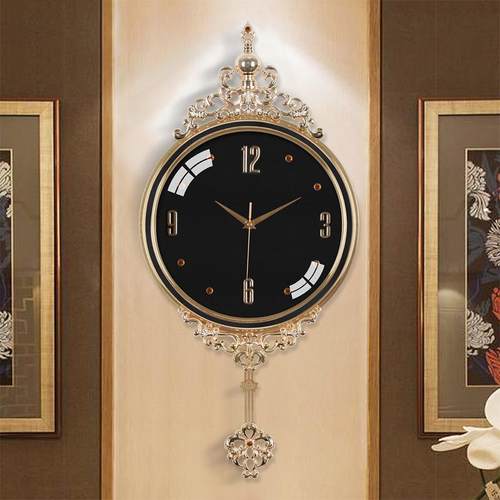 大号欧式挂钟家用装饰美式轻奢静音钟表创意简客厅石英钟金属时钟