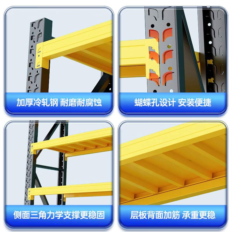 黑黄货架仓库多层置物架超市快递轻型货架商用展示架储物仓储货架