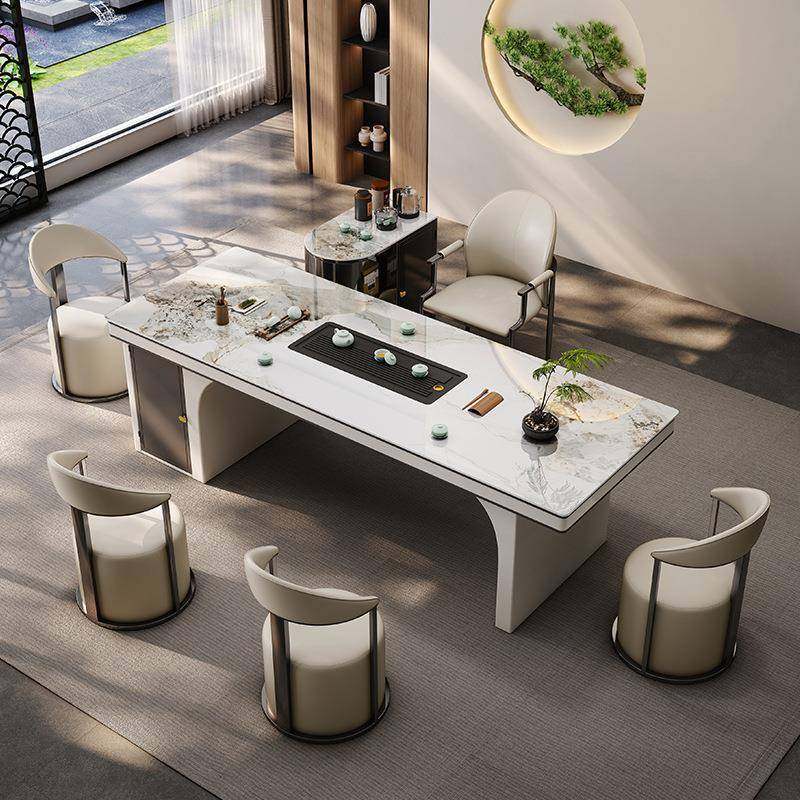 大板茶台干泡湿泡一体意式简约办公客厅阳台家用岩板茶桌组合茶几