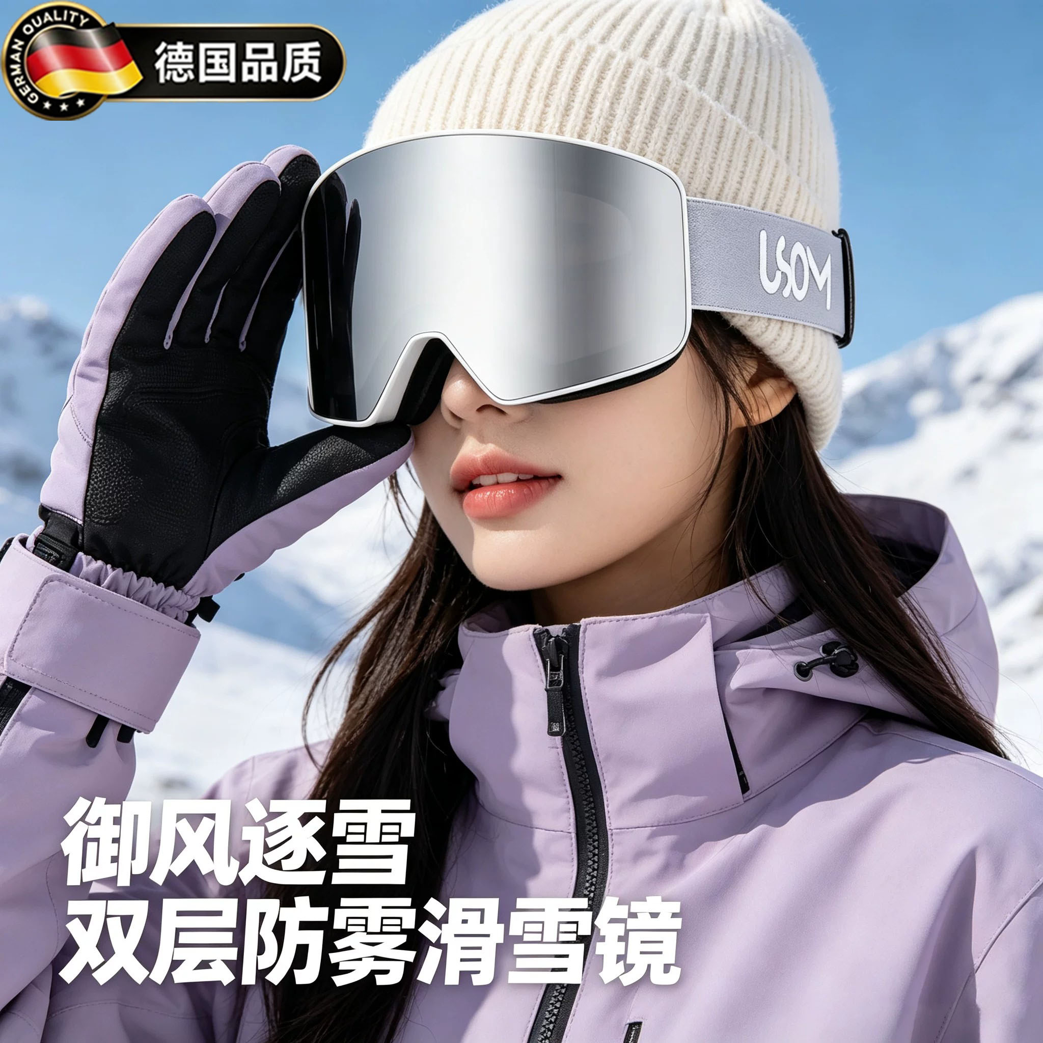 德国雪镜双层防雾滑雪护目镜雪山