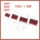 25MM 250V 1.5UF 155J 100V CBB电容 630V 400V 脚距P15