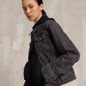 SoloForTwo 翻领短外套 秋季 轻朋克扣带牛仔衣 水洗落肩廓形夹克