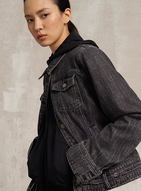 SoloForTwo 轻朋克扣带牛仔衣 水洗落肩廓形夹克 秋季翻领短外套