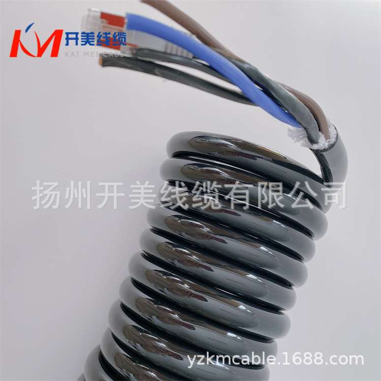 机械舞台弹簧线插头螺旋电缆伸缩电缆线3芯电源线+超六类网线