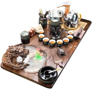 家用整套简约茶台全自动一体办公室实木茶盘 九谦紫砂功夫茶具套装