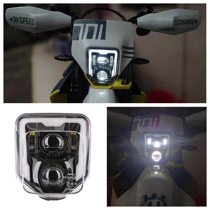 适用于恒舰两冲/克维思FE250胡思瓦纳KTM越野摩托车改装LED前大灯