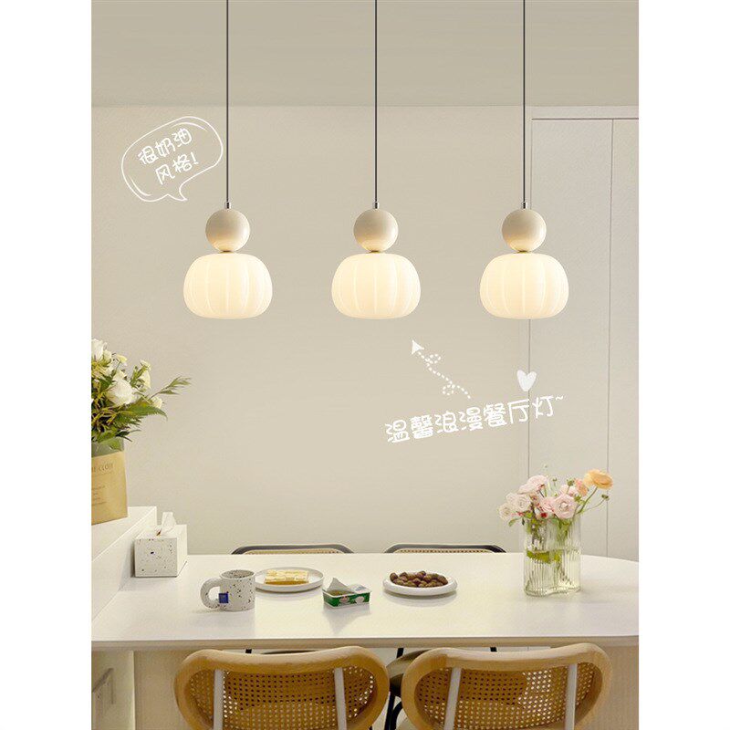 网红奶油风床头吊灯卧室吊线灯单头高级感现代简约三头餐厅小吊灯