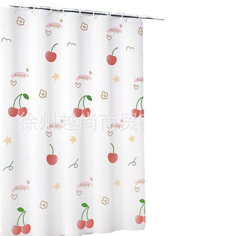 涤纶布浴帘套装遮挡帘防水防霉免打孔卫生间干湿分离浴室帘