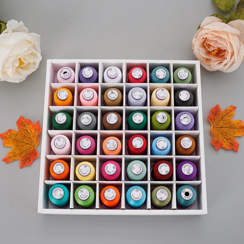 家用彩色手工刺绣线电脑绣花线 36色120D高亮涤纶绣花线套装550码