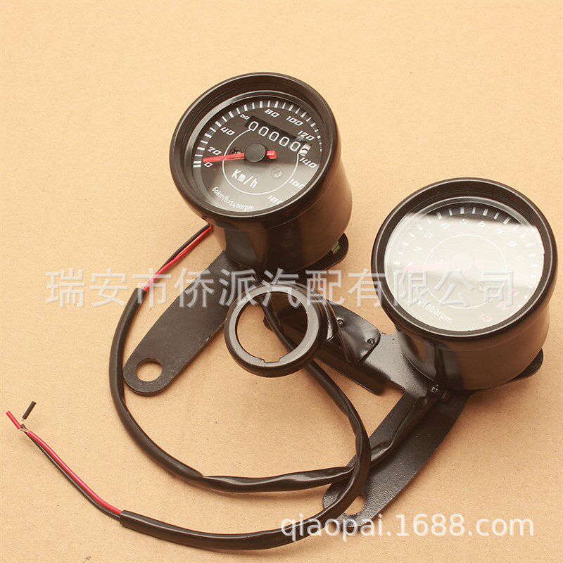 改装摩托车电子仪表里程表套装复古码表计速转数总成GN125转速表