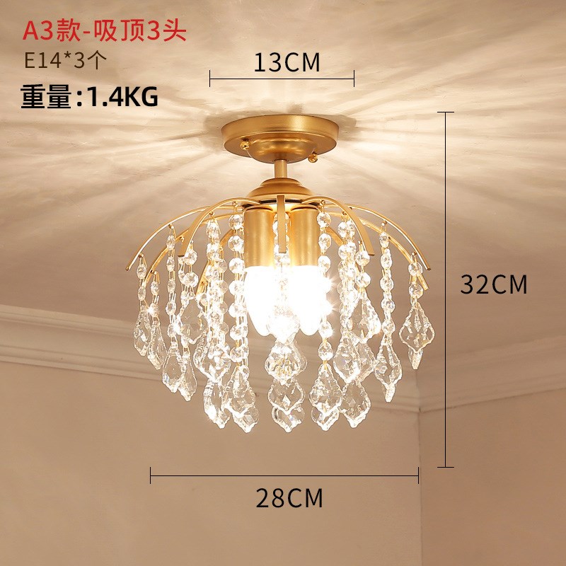 欧式过道灯走廊玄关创意灯饰楼梯入户灯进门通道小吸顶灯水晶灯具