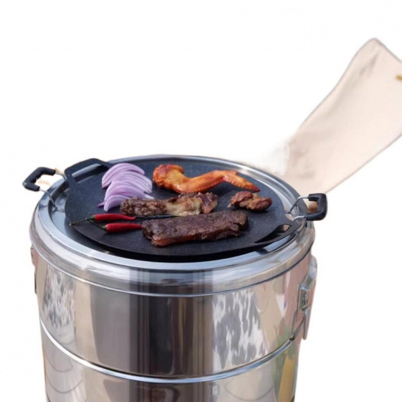 新室内户外无烟烧烤炉吊炉家用商用加厚201不锈钢便携焖烤炉圆桶