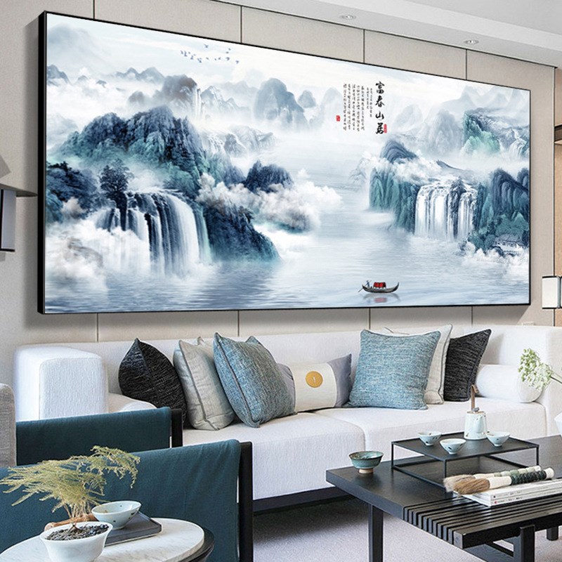 钻石画2022富春山居图满钻十字绣新款客厅砖石贴画贴钻中国风2021